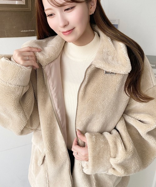 2WAYアレンジカラーきれい目テディベアボアブルゾン（ブルゾン