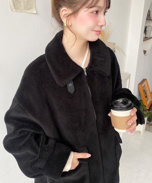 2WAYアレンジカラーテディベアボアブルゾン（ブルゾン）｜moment+