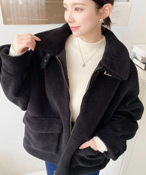 テディボアブルゾン 新品未開封 セール】2WAYアレンジカラーきれい目テディベアボアブルゾン（ブルゾン