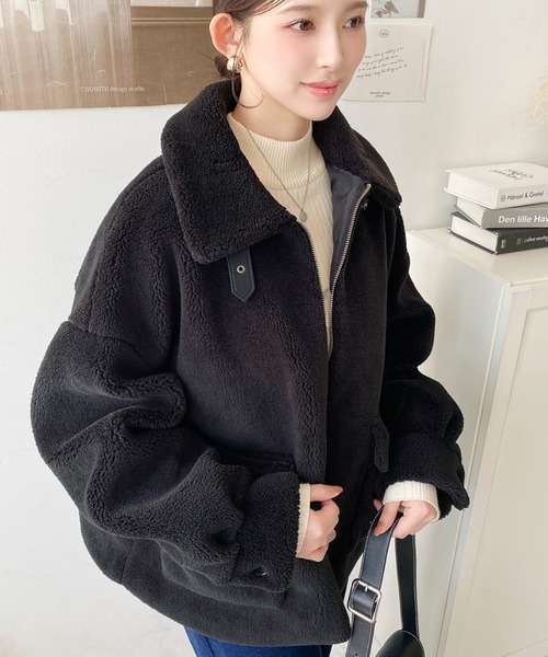 セール】2WAYアレンジカラーきれい目テディベアボアブルゾン（ブルゾン