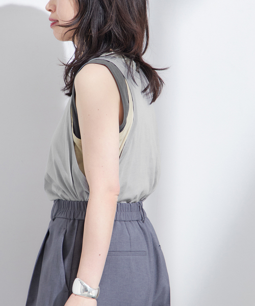 セール】【INSCRIRE /アンスクリア】Light Jersey Layered T/T