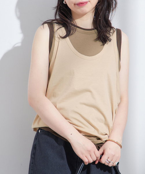 セール】【INSCRIRE /アンスクリア】Light Jersey Layered T/T