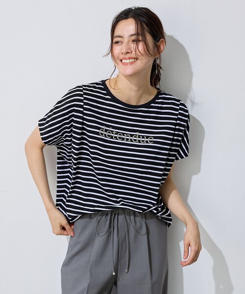 ANY（エニィ）の「エニィファンクションフレンチスリーブTシャツ（Tシャツ/カットソー・レディース・グレー系1/オールドローズ系/ブラック系/ブルー系/ホワイト系1/ブラック系2/イエロー系/ターコイズブルー系/ブラック系3・F）」の4枚目の写真