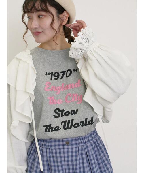 Samansa Mos2（サマンサ モスモス）の「ロゴ刺繍アソートロングTシャツ（Tシャツ/カットソー・レディース・オフホワイト/ピンク/グレー/ブラック・F）」の3枚目の写真