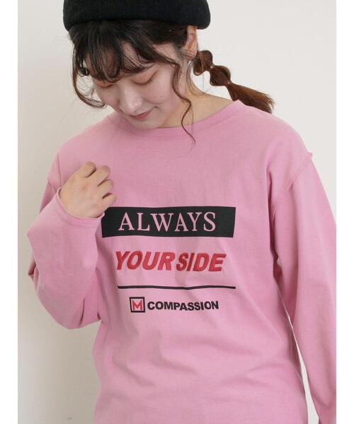 Samansa Mos2（サマンサ モスモス）の「ロゴ刺繍アソートロングTシャツ（Tシャツ/カットソー・レディース・オフホワイト/ピンク/グレー/ブラック・F）」の4枚目の写真