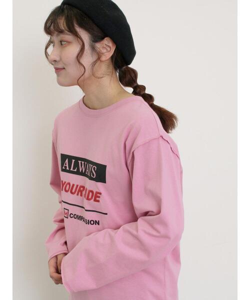 Samansa Mos2（サマンサ モスモス）の「ロゴ刺繍アソートロングTシャツ（Tシャツ/カットソー・レディース・オフホワイト/ピンク/グレー/ブラック・F）」の7枚目の写真