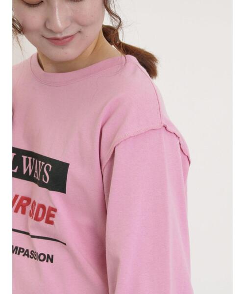 Samansa Mos2（サマンサ モスモス）の「ロゴ刺繍アソートロングTシャツ（Tシャツ/カットソー・レディース・オフホワイト/ピンク/グレー/ブラック・F）」の8枚目の写真