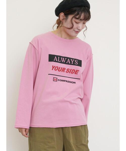 Samansa Mos2（サマンサ モスモス）の「ロゴ刺繍アソートロングTシャツ（Tシャツ/カットソー・レディース・オフホワイト/ピンク/グレー/ブラック・F）」の10枚目の写真