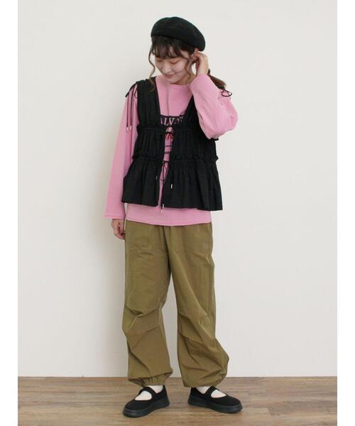 Samansa Mos2（サマンサ モスモス）の「ロゴ刺繍アソートロングTシャツ（Tシャツ/カットソー・レディース・オフホワイト/ピンク/グレー/ブラック・F）」の12枚目の写真