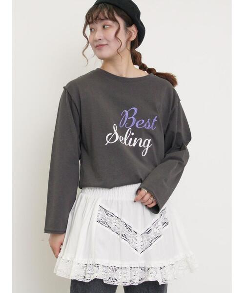 Samansa Mos2（サマンサ モスモス）の「ロゴ刺繍アソートロングTシャツ（Tシャツ/カットソー・レディース・オフホワイト/ピンク/グレー/ブラック・F）」の17枚目の写真