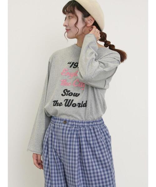 Samansa Mos2（サマンサ モスモス）の「ロゴ刺繍アソートロングTシャツ（Tシャツ/カットソー・レディース・オフホワイト/ピンク/グレー/ブラック・F）」の21枚目の写真