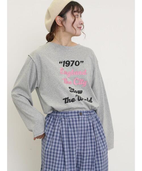 Samansa Mos2（サマンサ モスモス）の「ロゴ刺繍アソートロングTシャツ（Tシャツ/カットソー・レディース・オフホワイト/ピンク/グレー/ブラック・F）」の22枚目の写真