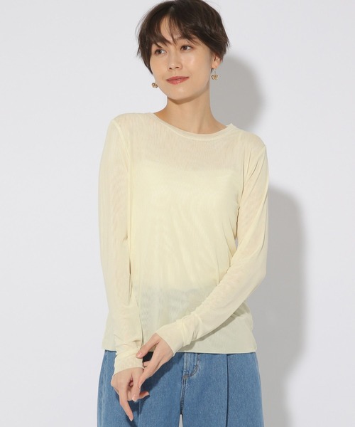 Elura（エルーラ）の「マイクロチュールクループルオーバー/289141（Tシャツ/カットソー・レディース・ブラック/グリーン系その他/ホワイト・FREE）」の2枚目の写真