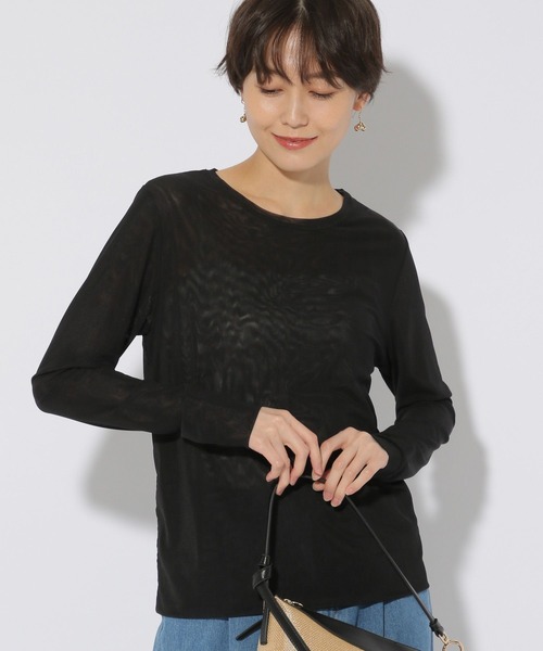 Elura（エルーラ）の「マイクロチュールクループルオーバー/289141（Tシャツ/カットソー・レディース・ブラック/グリーン系その他/ホワイト・FREE）」の3枚目の写真