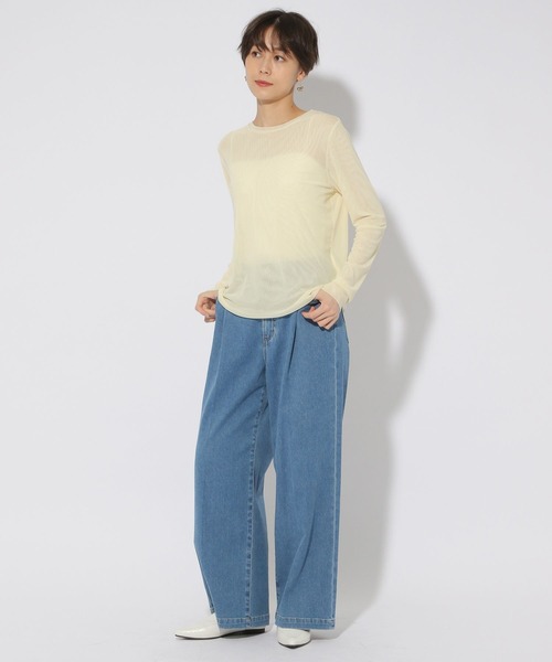 Elura（エルーラ）の「マイクロチュールクループルオーバー/289141（Tシャツ/カットソー・レディース・ブラック/グリーン系その他/ホワイト・FREE）」の5枚目の写真