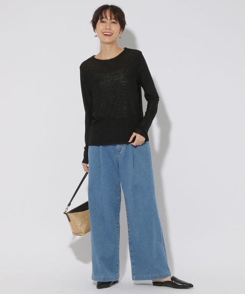 Elura（エルーラ）の「マイクロチュールクループルオーバー/289141（Tシャツ/カットソー・レディース・ブラック/グリーン系その他/ホワイト・FREE）」の7枚目の写真