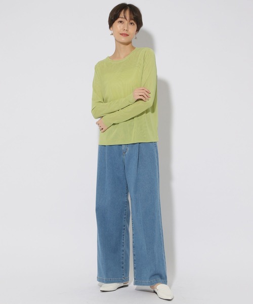 Elura（エルーラ）の「マイクロチュールクループルオーバー/289141（Tシャツ/カットソー・レディース・ブラック/グリーン系その他/ホワイト・FREE）」の8枚目の写真