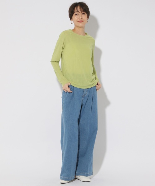 Elura（エルーラ）の「マイクロチュールクループルオーバー/289141（Tシャツ/カットソー・レディース・ブラック/グリーン系その他/ホワイト・FREE）」の9枚目の写真