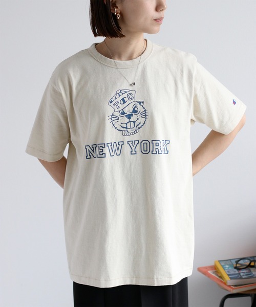 Champion(チャンピオン)の「【champion】SHORT SLEEVE Tee TRACK CLUB(Tシャツ/カットソー・レディース・チャコール/ベージュ・M)」の1枚目の写真