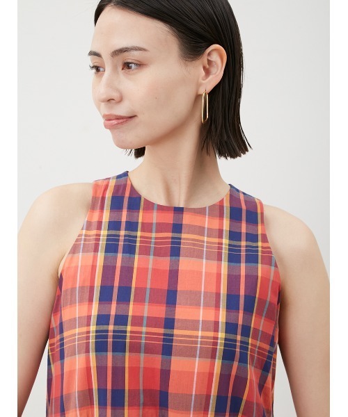 Mila Owen（ミラオーウェン）の「クルーネックアメスリティアードロングワンピース（ワンピース・レディース・チェック/ターコイズブルー/ダークブラウン/ホワイト・0/1）」の9枚目の写真