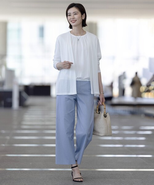 J.PRESS Ladies(J.プレス レディス)の「【洗える】ミラノ風天竺シアー カットソー(Tシャツ/カットソー・レディース・サックスブルー系/ホワイト系/ベージュ系/ネイビー系・SMALL)」の6枚目の写真