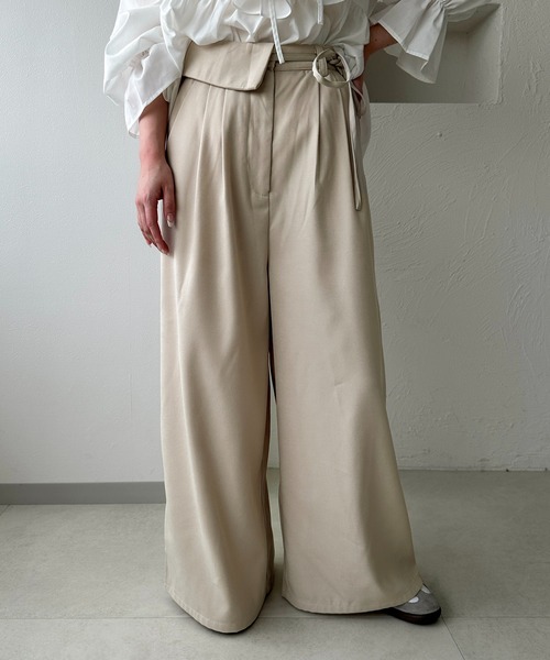 apres jour clair(アプレジュールクレア)の「【apres jour clair】タックワイドウエストリボンデザインパンツ(その他パンツ・レディース・アイボリー/グレー/ベージュ・LARGE/MEDIUM/SMALL)」の21枚目の写真