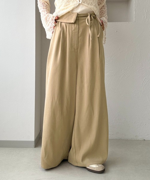 apres jour clair(アプレジュールクレア)の「【apres jour clair】タックワイドウエストリボンデザインパンツ(その他パンツ・レディース・アイボリー/グレー/ベージュ・LARGE/MEDIUM/SMALL)」の9枚目の写真
