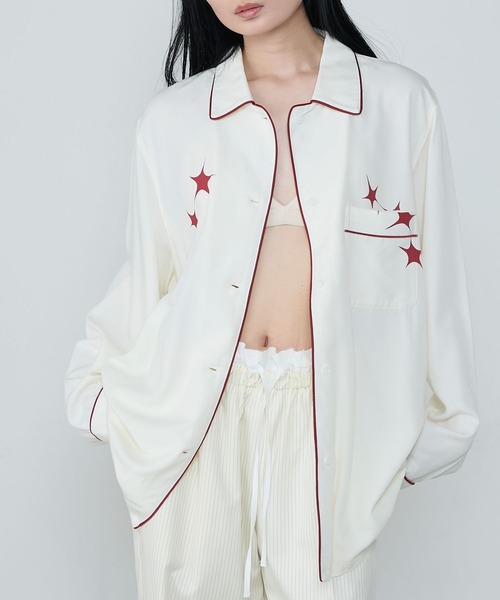 セール】【Uniquely bold design】Star design piping shirt