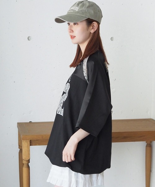tiptop（ティップトップ）の「サテン×レースナンバリングゲームシャツ（Tシャツ/カットソー・レディース・ネイビー/オフホワイト/ブラック・FREE）」の19枚目の写真