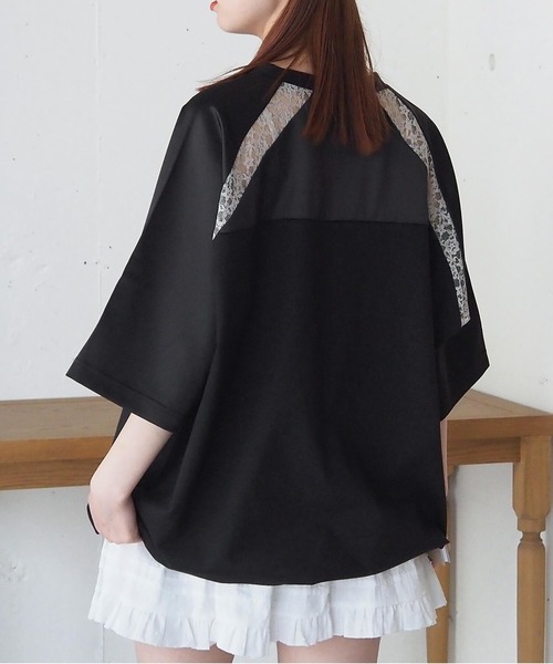 tiptop（ティップトップ）の「サテン×レースナンバリングゲームシャツ（Tシャツ/カットソー・レディース・ネイビー/オフホワイト/ブラック・FREE）」の20枚目の写真