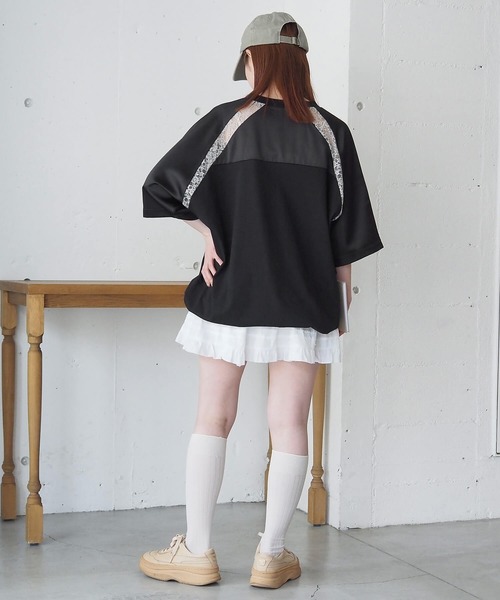 tiptop（ティップトップ）の「サテン×レースナンバリングゲームシャツ（Tシャツ/カットソー・レディース・ネイビー/オフホワイト/ブラック・FREE）」の21枚目の写真