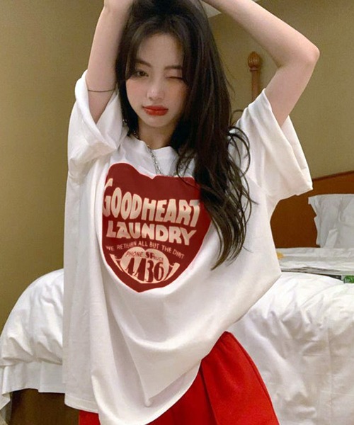 ハート柄モチーフロゴTシャツ&ショートパンツ セール】STARTER ハートロゴ プリント チビTee / ショート丈 T