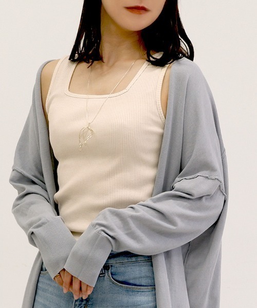 CLOTHY（クロシィ）の「【オールシーズン使える万能インナー♪】テレコ2WAYリブタンクトップ（タンクトップ・レディース・オフホワイト/ブラック/アイボリー/ネイビー/イエロー/モカ/ブラウン/ダークブラウン/レッド/ピンク/オレンジ・MEDIUM/LARGE）」の20枚目の写真