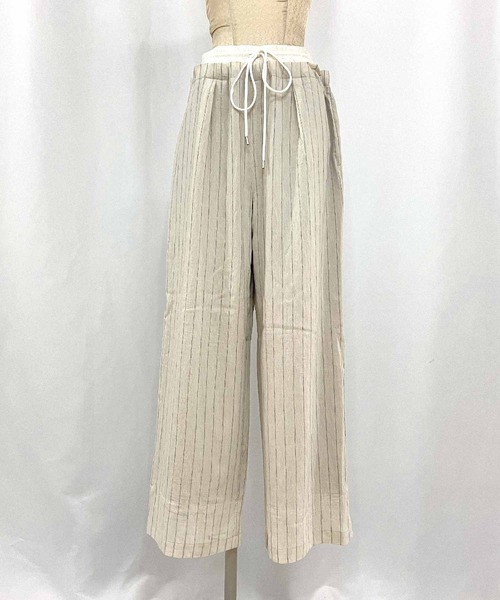 Q（キュー）の「ストライプイージーパンツ（その他パンツ・レディース・ブラウン/アイボリー・MEDIUM）」の14枚目の写真