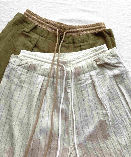 Q（キュー）の「ストライプイージーパンツ（その他パンツ・レディース・ブラウン/アイボリー・MEDIUM）」の17枚目の写真