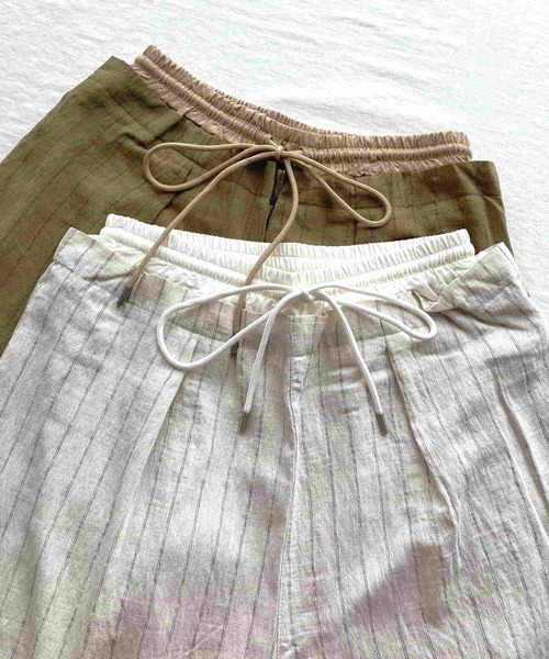 Q（キュー）の「ストライプイージーパンツ（その他パンツ・レディース・ブラウン/アイボリー・MEDIUM）」の18枚目の写真