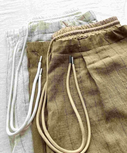 Q（キュー）の「ストライプイージーパンツ（その他パンツ・レディース・ブラウン/アイボリー・MEDIUM）」の21枚目の写真