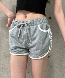 ミニ裏毛サイドロゴ配色パイピングショートパンツ