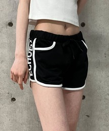 ミニ裏毛サイドロゴ配色パイピングショートパンツ