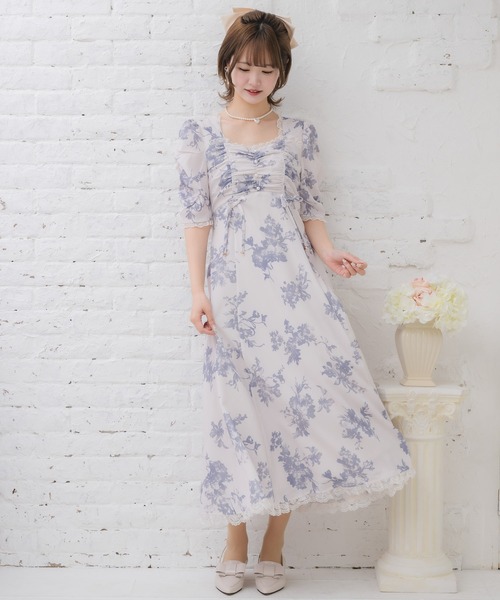 couture BY ROJITA(クチュールバイロジータ)の「ギャザーリボン花柄ワンピース(ワンピース・レディース・ブラック/ホワイト/ピンク・FREE)」の12枚目の写真