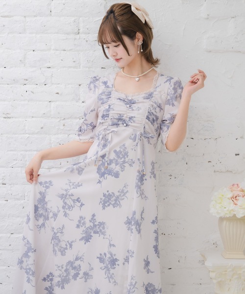 couture BY ROJITA(クチュールバイロジータ)の「ギャザーリボン花柄ワンピース(ワンピース・レディース・ブラック/ホワイト/ピンク・FREE)」の16枚目の写真