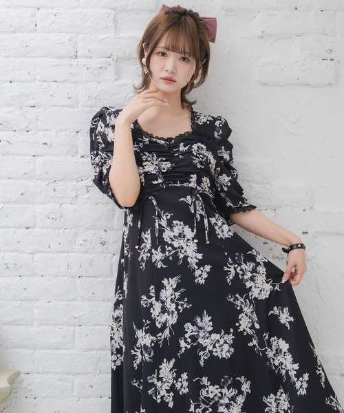 couture BY ROJITA(クチュールバイロジータ)の「ギャザーリボン花柄ワンピース(ワンピース・レディース・ブラック/ホワイト/ピンク・FREE)」の15枚目の写真