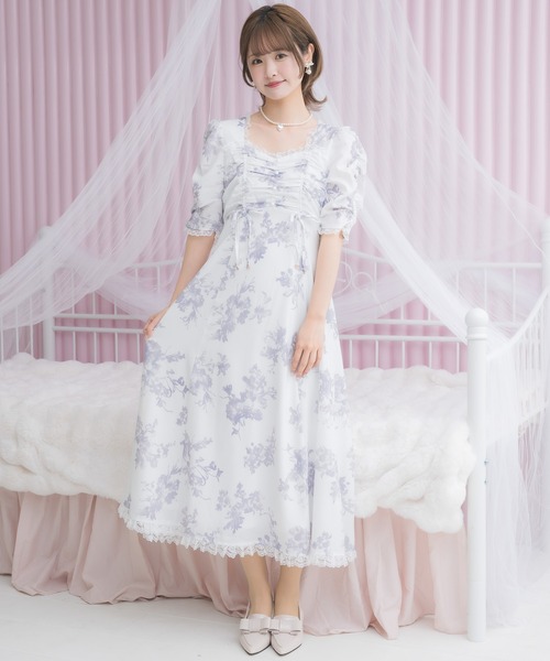 couture BY ROJITA(クチュールバイロジータ)の「ギャザーリボン花柄ワンピース(ワンピース・レディース・ブラック/ホワイト/ピンク・FREE)」の17枚目の写真