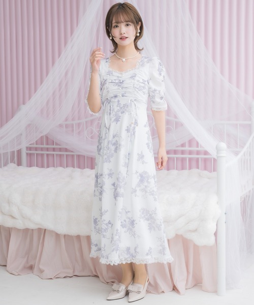 couture BY ROJITA(クチュールバイロジータ)の「ギャザーリボン花柄ワンピース(ワンピース・レディース・ブラック/ホワイト/ピンク・FREE)」の19枚目の写真