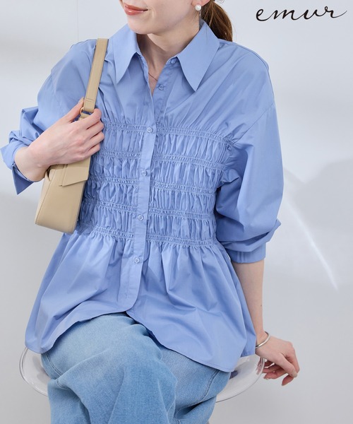 ブラウス シャツ 「WEB限定」「emur/エミュール」シャーリングシャツ レディース ROPE' PICNIC ブラウス シャツ 「WEB限定」「emur/エミュール