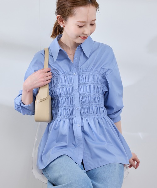 ROPE' PICNIC(ロペピクニック)の「【WEB限定】【emur/エミュール】シャーリングシャツ(シャツ/ブラウス・レディース・チャコールグレー/オフホワイト/サックスブルー・38)」の22枚目の写真