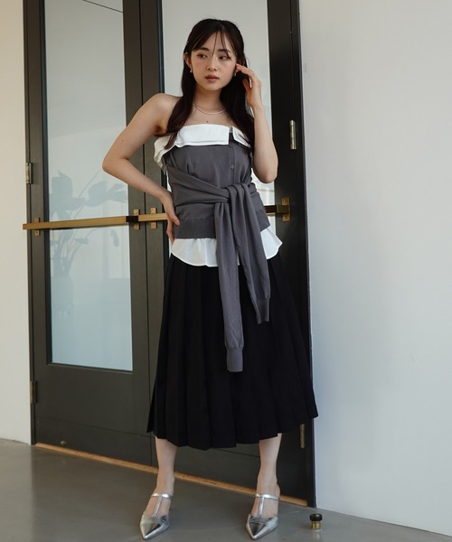 eimy istoire - 美品　eimy istoire ニット　トップス　パール　フェザー　人気　完売 エイミーイストワール eimy istoire オーガンジーパールスリーブ