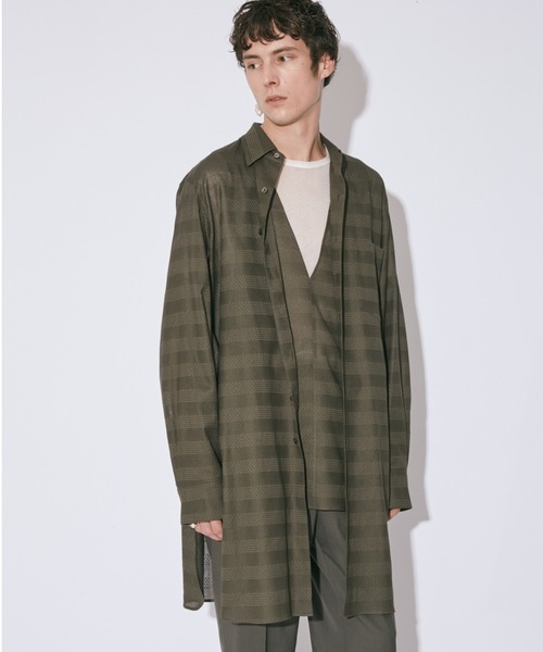 beautiful people（ビューティフルピープル）の「double-front leno   cloth long shirt（シャツ/ブラウス・レディース・オフホワイト/ブラック/オリーブ・36）」の3枚目の写真