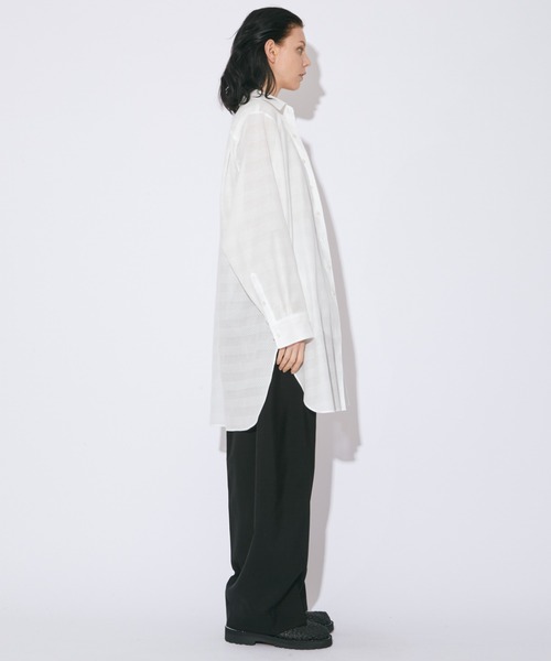 beautiful people（ビューティフルピープル）の「double-front leno   cloth long shirt（シャツ/ブラウス・レディース・オフホワイト/ブラック/オリーブ・36）」の8枚目の写真