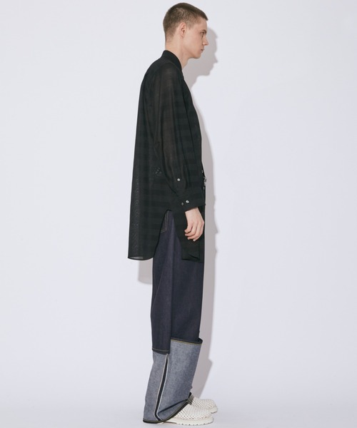 beautiful people（ビューティフルピープル）の「double-front leno   cloth long shirt（シャツ/ブラウス・レディース・オフホワイト/ブラック/オリーブ・36）」の11枚目の写真